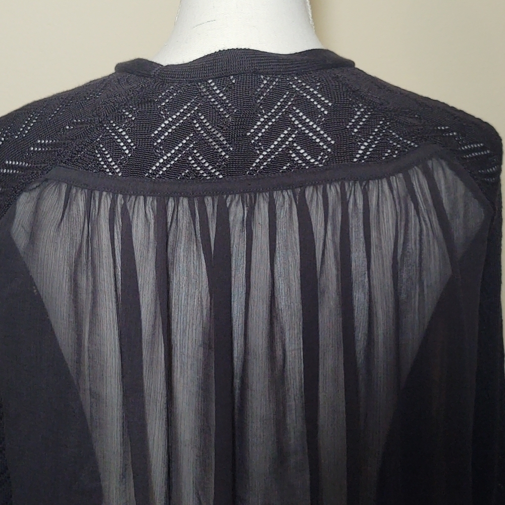 Madison Women's Black Cardigan with Sheer Back - Picture 7 of 8